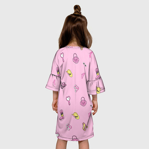 Детское платье Имя Мария в стиле барби - розовый паттерн аксессуа / 3D-принт – фото 4