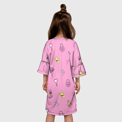 Детское платье Алла - в стиле ретро барби: аксессуары на розовом / 3D-принт – фото 4