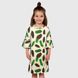 Платье клеш для девочки Зимний узор - еловые ветки и шишки, цвет: 3D-принт — фото 2