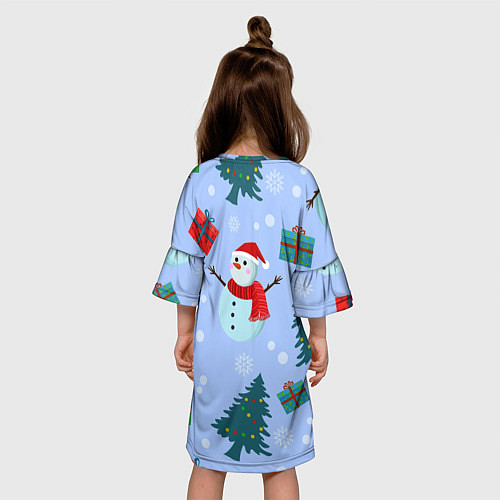 Детское платье Снеговики с новогодними подарками паттерн / 3D-принт – фото 4