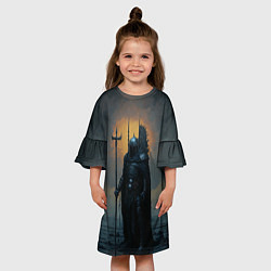 Платье клеш для девочки Воин на мелководье, цвет: 3D-принт — фото 2