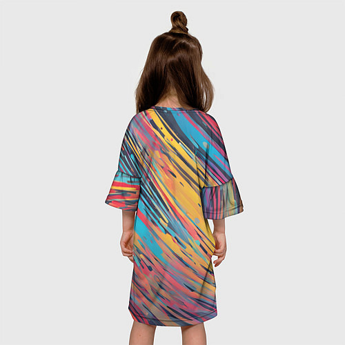 Детское платье Разноцветные брызги жёлтые и голубые / 3D-принт – фото 4