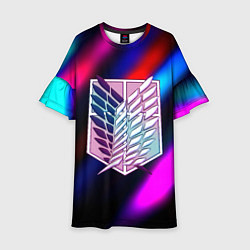 Платье клеш для девочки Attack on Titan stripes neon, цвет: 3D-принт