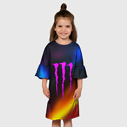 Платье клеш для девочки Monster energy gradient color, цвет: 3D-принт — фото 2