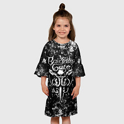 Платье клеш для девочки Baldurs gate 3 - black and white, цвет: 3D-принт — фото 2