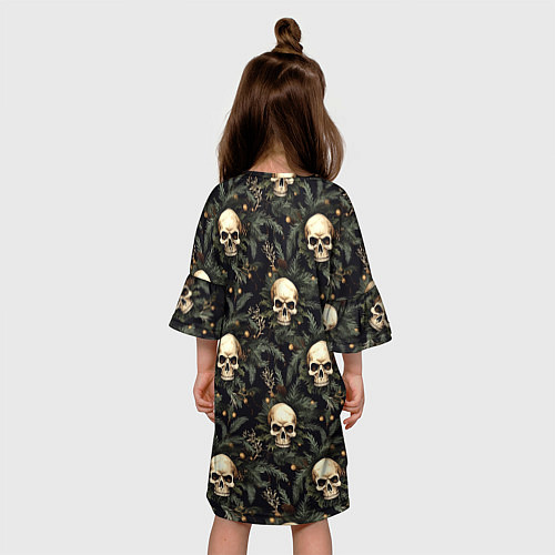 Детское платье Череп, шишки и хвойные ветки / 3D-принт – фото 4