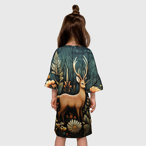 Детское платье Лесной олень в стиле фолк-арт / 3D-принт – фото 4