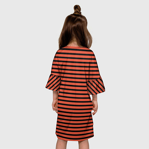 Детское платье Полосатый красно-оранжевый и чёрный / 3D-принт – фото 4