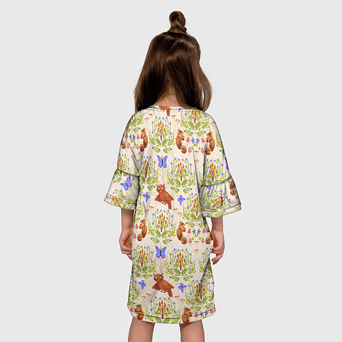 Детское платье Сказочный лес бурундук и сова в деревьях / 3D-принт – фото 4