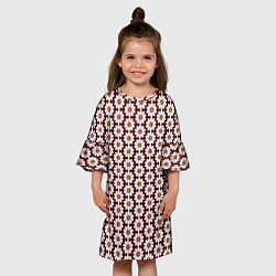 Платье клеш для девочки Белые ромашки на бордовом, цвет: 3D-принт — фото 2