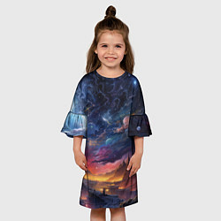 Платье клеш для девочки Звездные Миры, цвет: 3D-принт — фото 2