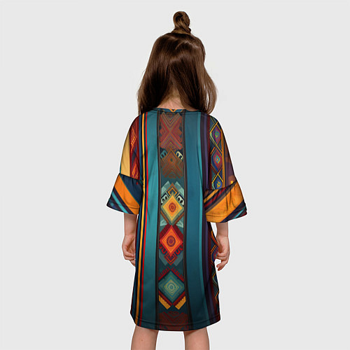 Детское платье Этнический орнамент в вертикальную полоску / 3D-принт – фото 4