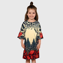 Платье клеш для девочки Новогодний лес, цвет: 3D-принт — фото 2