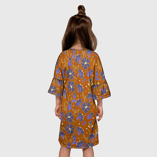 Детское платье Цветы в поле коричневый цвет / 3D-принт – фото 4
