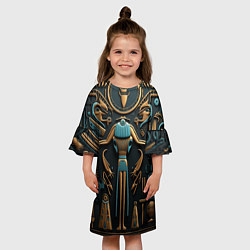 Платье клеш для девочки Орнамент в стиле египетской иероглифики, цвет: 3D-принт — фото 2