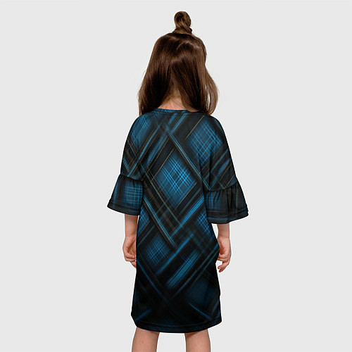 Детское платье Тёмно-синяя шотландская клетка / 3D-принт – фото 4