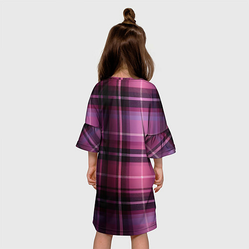 Детское платье Фиолетовая шотландская клетка / 3D-принт – фото 4