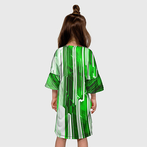 Детское платье Киберпанк полосы белый и зелёный / 3D-принт – фото 4
