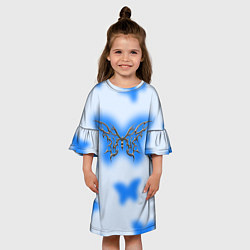 Платье клеш для девочки Y2K blue butterfly, цвет: 3D-принт — фото 2