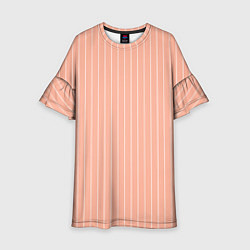 Платье клеш для девочки Строгий персиковый в полоску, цвет: 3D-принт