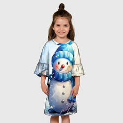 Платье клеш для девочки Большой снеговик, цвет: 3D-принт — фото 2