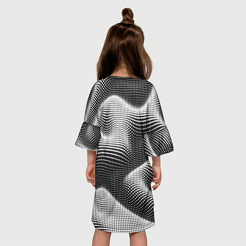 Детское платье Чёрно белый точечный абстрактный фон / 3D-принт – фото 4