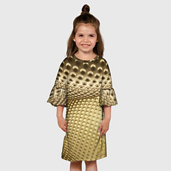 Платье клеш для девочки Золотая сетка абстракция, цвет: 3D-принт — фото 2