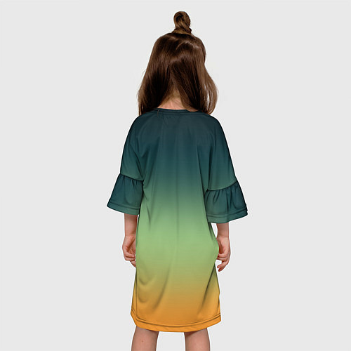 Детское платье Темно-зеленый и желтый градиент / 3D-принт – фото 4