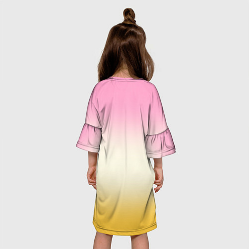 Детское платье Розовый бежевый желтый градиент / 3D-принт – фото 4