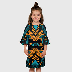 Платье клеш для девочки Геометрический узор в стиле ацтеков, цвет: 3D-принт — фото 2