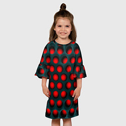 Платье клеш для девочки Перфорация на красном трипофобия, цвет: 3D-принт — фото 2