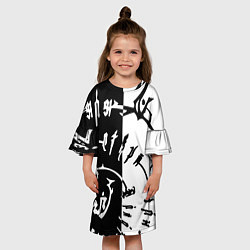 Платье клеш для девочки Астарион - знак на спине чб, цвет: 3D-принт — фото 2