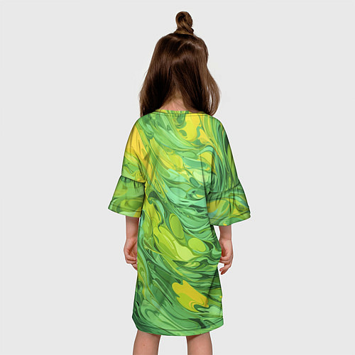 Детское платье Зелено желтая краска / 3D-принт – фото 4