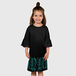 Платье клеш для девочки Узоры на чёрном фоне, цвет: 3D-принт — фото 2