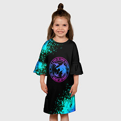 Платье клеш для девочки Ведьмак неоновый логотип, цвет: 3D-принт — фото 2