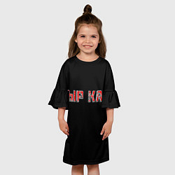 Платье клеш для девочки Красная ырка на чёрном фоне, цвет: 3D-принт — фото 2