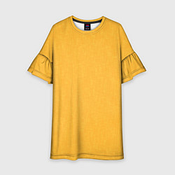 Платье клеш для девочки Жёлтый однотонный текстура, цвет: 3D-принт
