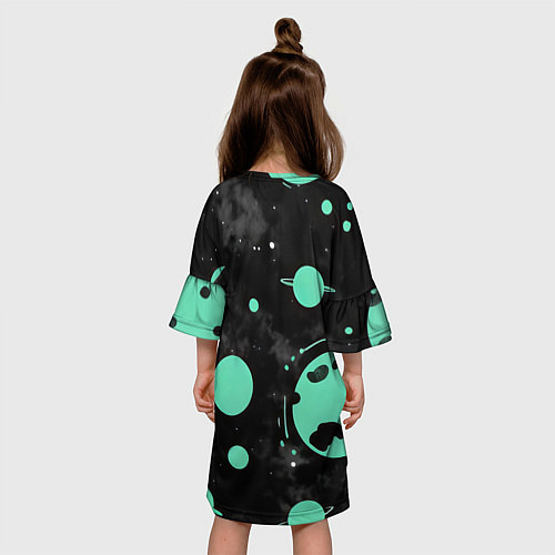 Детское платье Чёрно-мятный космос от нейросети / 3D-принт – фото 4