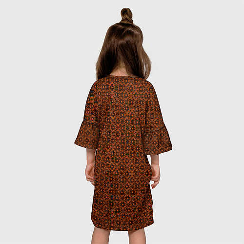 Детское платье Цветочный узорчатый чёрно-оранжевый / 3D-принт – фото 4