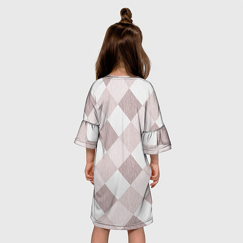 Детское платье Геометрический светло коричневый узор квадраты / 3D-принт – фото 4