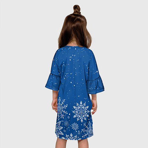 Детское платье Текстура снежинок на синем фоне / 3D-принт – фото 4