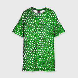 Платье клеш для девочки Белые пузырьки на зелёном фоне, цвет: 3D-принт