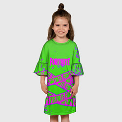 Платье клеш для девочки Fortnite неоновые краски, цвет: 3D-принт — фото 2