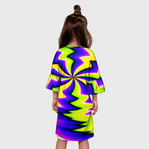 Детское платье Неоновая фрактальная абстракция / 3D-принт – фото 4