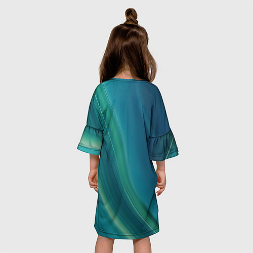 Детское платье Сине-зелёная жидкая текстура - нейросеть / 3D-принт – фото 4