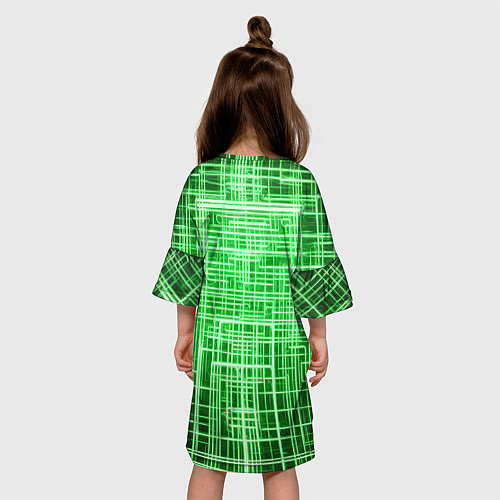 Детское платье Зелёные неоновые полосы киберпанк / 3D-принт – фото 4
