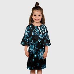 Платье клеш для девочки Кружение снежинок, цвет: 3D-принт — фото 2