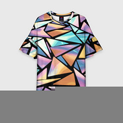 Платье клеш для девочки Радужные треугольники - кристаллы голографические, цвет: 3D-принт