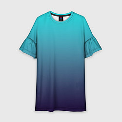 Платье клеш для девочки Подводный градиент, цвет: 3D-принт