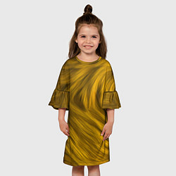 Платье клеш для девочки Текстура желтой шерсти, цвет: 3D-принт — фото 2